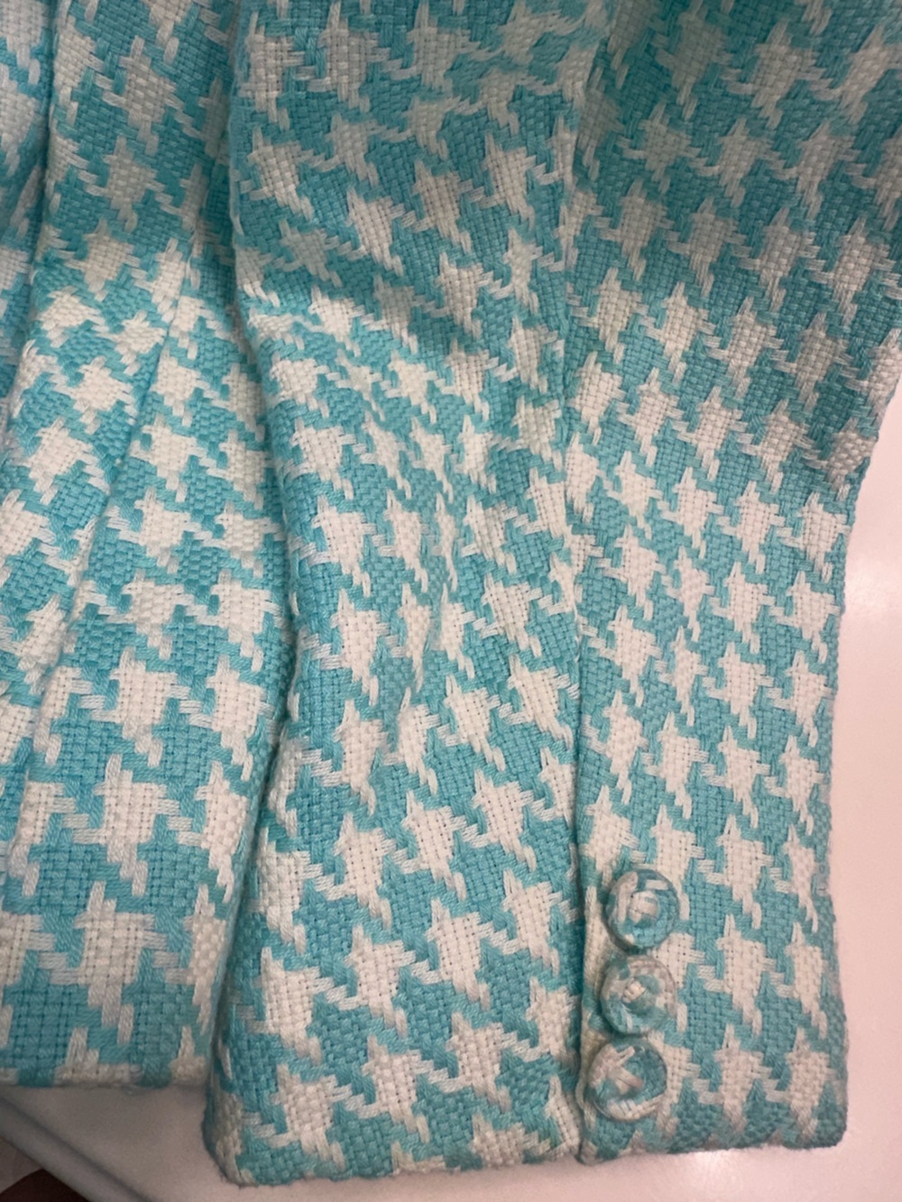 Donna Rae New York Blazer teal and white houndstooth tweed pattern size 12 - Picture 4 of 6